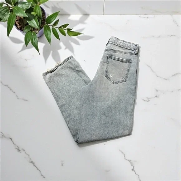 Bohme Women's Size 28 Light Wash High Rise Distressed Wide Leg Jeans - Picture 2 of 6